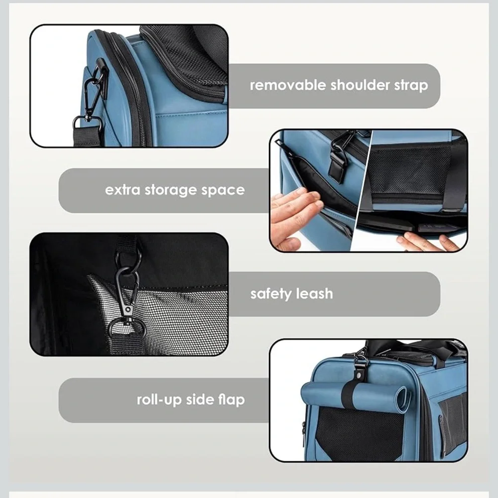 Citrusy Stylish Blue Small Dog Travel Carrier Car Seat